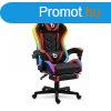 RGB LED-es gamer szk - karfval, prnval - fekete / piros 