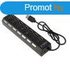 7 portos kapcsolhat USB hub - Fekete