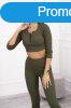 Crop-top kszlet rovtkolt anyagbl modell 9433 szn khaki