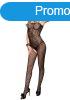  728300 Seamless Crochet Bodystocking O/S Black 