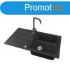 Grnit mosogat NERO Malta + Steel csaptelep + dugkiemel (