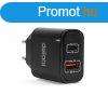 Delight USB QuickCharge 3.0 + Type C Adapter Black
