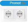 GERMAN DOUBLE SOCKET 16A GLASS FRAME WHITE+C. BOX