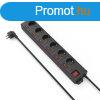 Hama Hlzati Eloszt Kapcsolval 6DIN 1,4m Black