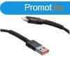 MobilNET Adat-, tltkbel fonott USB/Lightning, 3A, 1m, fek