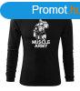DRAGOWA Fit-T hossz ujj pl muscle army man, fekete 160g/