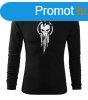 DRAGOWA Fit-T hossz ujj pl skull, fekete 160g/m2