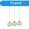 Moderne draad hanglamp zwart met beige 3-lichts - Gila
