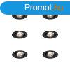 Set van 6 inbouwspots zwart kantelbaar 8,2cm incl. LED dim t