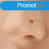 14K srga arany orrpiercing, egyenes - kerek csillog piros 