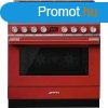 Smeg CPF9GPR Portofino kombinlt tzhely piros 90cm