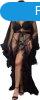 Sexy Elephant Long Black Sexy Ruffled Trumpet Sleeves Robe W