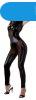Glossy jumpsuit with sheer inserts and zippers at the chest 