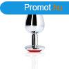 Ouch! by Shots Round Gem Butt Plug - Small - Silver/Ruby Red