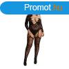 LE DSIR Criss Cross Neck Suspender Bodystocking - Plus Size
