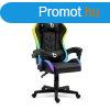 RGB LED-es gamer szk - karfval, prnval - fekete