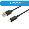 Kbel C-TECH USB 2.0 AM - Type-C kbel (AM/CM), 1m, fekete