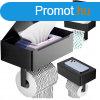 WC papr tart trol dobozzal, fekete - 16x20x12,5cm