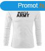 DRAGOWA Fit-T hossz ujj pl muscle army , fehr 160g/m2
