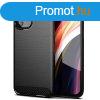 iPhone 15 Pro (6.1") szilikon tok, fekete, Carbon fiber