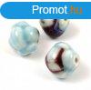 Porceln gyngy - cotton ball - Sky Blue Oxblood - 16 x 17mm