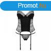 Obsessive - Sharlotte corset & thong black - Szexi feket