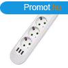 3-as hlzati eloszt 3 USB csatlakozval fehr F-03U