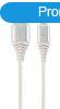 Gembird Premium Cotton Braided Micro-USB Cable 2m Silver/Whi