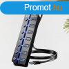USB 3.0 hub, 7 portos eloszt fggetlen be-/kikapcsol kapcs