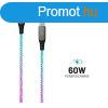 FIXED LED Tltkbel USB-C/USB-C, PD, 1,2 m, 60 W, szivrvn